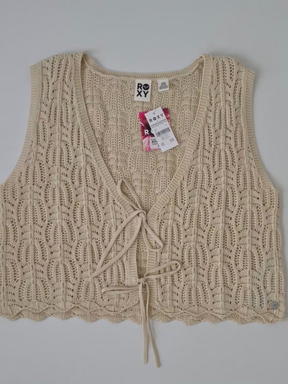 ROXI Beach Bound Crochet Vest Sweater